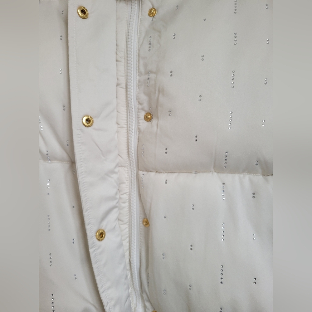 CeCe Ivory Rhinestone Puffer Jacket Size Small - Picture 6 of 15